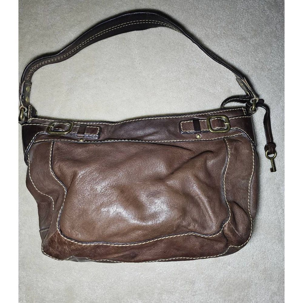 #94 Fossil brown leather satchel